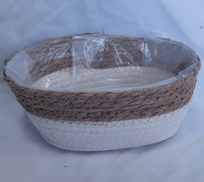 Корзина плетеная (рогоз): 24x16xH11 B18,5x10, 1 шт., белый/натур.