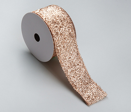 Лента новогодняя декоративная Гномы 6,3*10 ярд, 1 шт., золотой