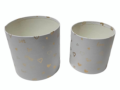 Набор коробок для цветов без крышки "Мелодия любви" 18*16,7, 15*15, 2 шт., белый