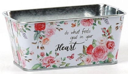 Декоративное кашпо "Следуй своему сердцу" 14.5X9.5XH6.5CM
12X7CM. металл