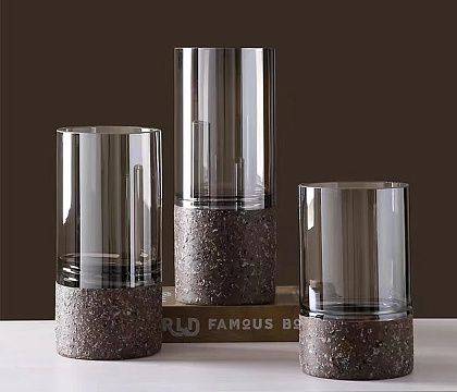 Ваза стеклянная D12 * H30 см, 1 шт., коричневый.