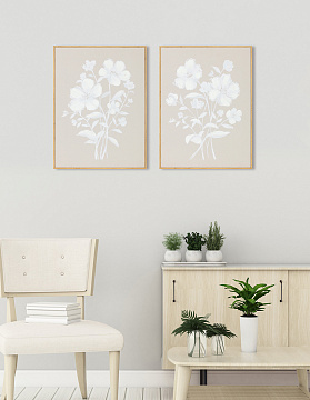 Набор панно "Цветы" 2 шт., с тиснением, рама пластиковая, 40,6x30,6x3