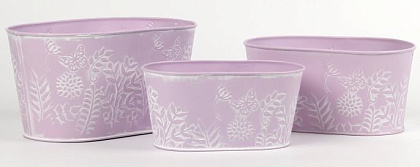 Набор декоративных кашпо 26X16XH13CM B22X12,5CM; 23X14,5XH11CM B20X11,5CM; 19X11,5XH9,5CM B16,5X9CM,шт., св.сиреневый