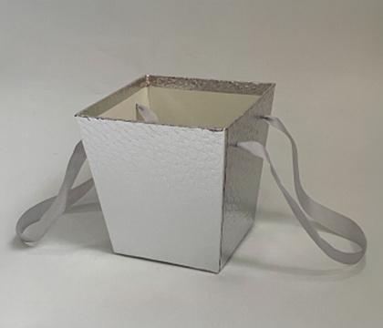 Коробка под цветы трапеция 14,5x11х15см, 1 шт., серебро