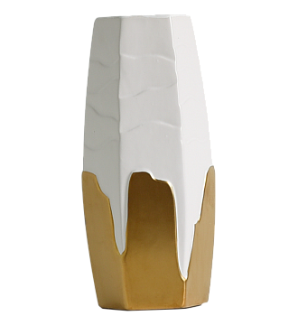 Ваза керамическая, цвет бело-золотой, 13,5*11,5*26 см