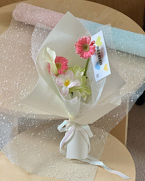 Упак. материал флористическая сетка "Градиент", 50 см х 4 ярд, пудровый с голубым