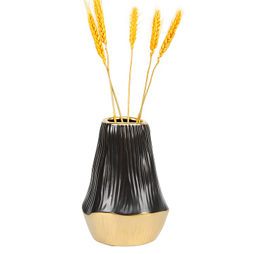 Ваза керамическая, цвет черно-золотой, 13*18 см