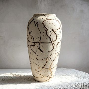 Ваза керамическая декоративная, цвет бежево-золотой, 35*17 см.