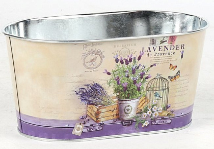 Декоративное овальное кашпо "Прованс" 19.5X11.5XH9 см,  металл