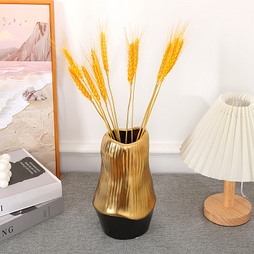 Ваза керамическая, цвет черно-золотой, 13*21,5 см