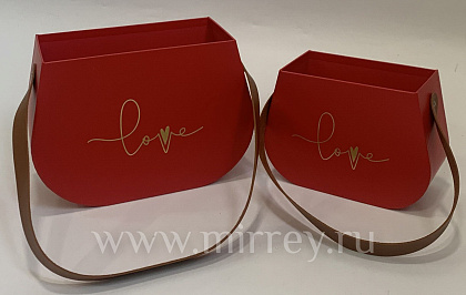 Набор коробок с кожаной ручкой "Дамское счастье", 24.2x10.1x17cm, 18.8x8.1x13.5cm, 2 шт., красный