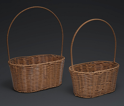 Набор корзин плетеных (искусств.ротанг):30*19*13H HH39, 25*16*12H HH35, 2 шт., коричневый