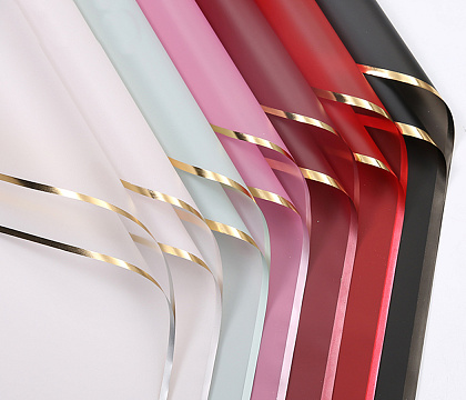 Упак. материал флористическая пленка "Золотой кант", 58х58 см, красный, 20 листов /упак