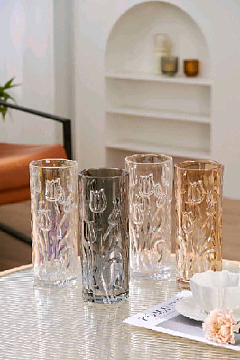 Ваза стеклянная D12*30 см, 1 шт., радужный