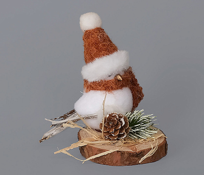 Новогоднее декоративное изделие "Птичка", 11 см, белый с красным