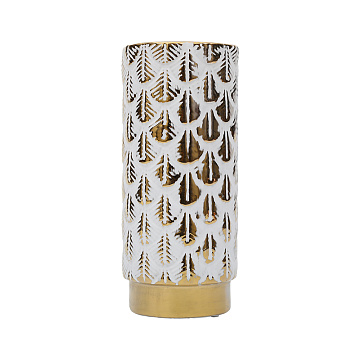 Ваза керамическая "Листья", цвет бело-золотой, 11*25 см