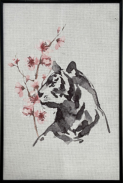 Постер "Тигр II", рама деревянная, 25*38*1,5