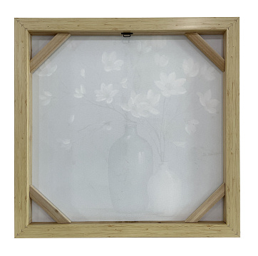 Картина "Цветы в вазе", 30% ручная работа, рама пластиковая, 60*60*3,5