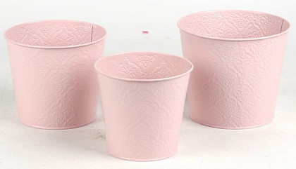 Набор декоративных кашпо 17X14.5CM B13,15X13.5CM B12,13.5X12.3CM B10, 3 шт., св.-розовый, металл