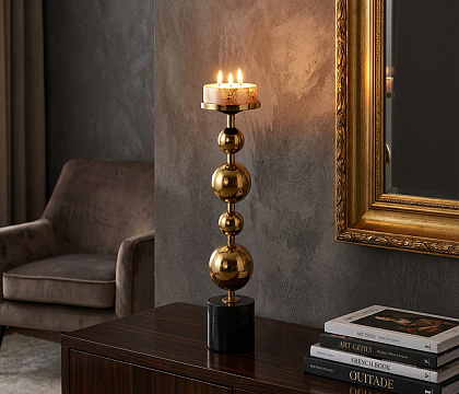 Подсвечник декоративный серия "Гале", цвет золото, 9*40,5 см