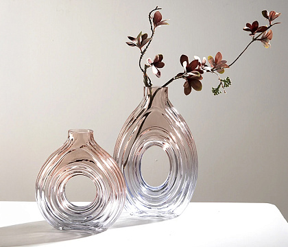 Ваза стеклянная D17,5 * H29 см, 1 шт., градиент