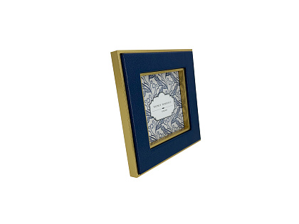 Фоторамка декоративная из МДФ с кожаной отделкой, серия "Элегант", цвет синий, со стеклом, 10x10 см