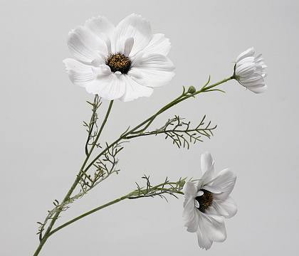 Цветок искусственный декоративный "Мак", 70 см., белый