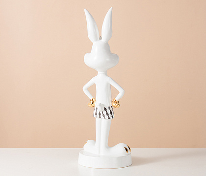 Статуэтка декоративная серия "Кролик", керамика, цвет белый, 17,5*17,5*49,5 см