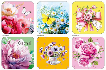 Набор открыток мини № 290, размер открытки 7х7 см. в наборе 120 шт.