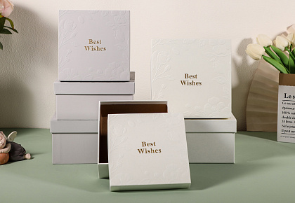 Набор коробок подарочных 19*19*9,5, 17*17*8, 15*15*6,5, 3 шт, кремовый