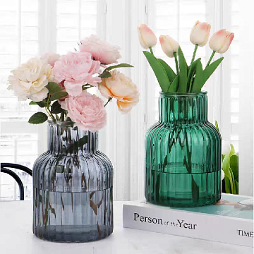 Ваза стеклянная D13,5 * H20 см, 1 шт., изумрудный