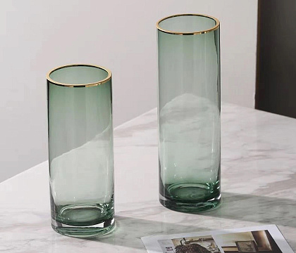 Ваза стеклянная D10 * H30, 1 шт., зеленый