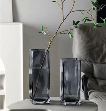 Ваза стеклянная D10 * H30 см, 1 шт. серый