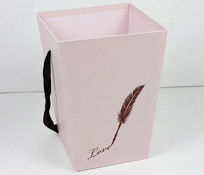 Коробка под цветы 12,7x12,7x22,7H, 1 шт., розовый