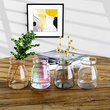 Ваза стеклянная 8,5*10,8*H15 см, 1 шт., радужный