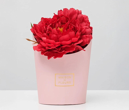 Коробка под цветы, с ручкой, 17x14x22 см, розовый (W6641)