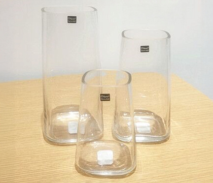 Ваза стеклянная D13 * H28 см, 1 шт., прозрачный