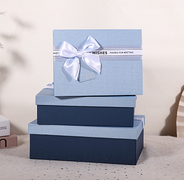 Набор коробок подарочных  29*21*9,5, 26*19*8, 23*17*6,5 см, 3 шт, голубой