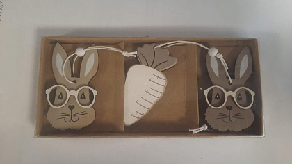 Набор декоративных подвесок "Зайцы в очках"