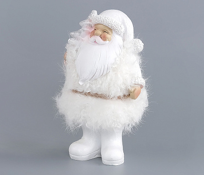Декоративное новогоднее изделие Санта в пушистой шубке, 15 см, белый