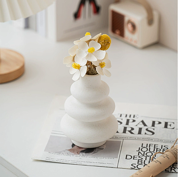 Набор керамических ваз 3 шт.: 9,4*2,5*12,4/13*2*14/19,8*2,8*19,3 см., цвет белый