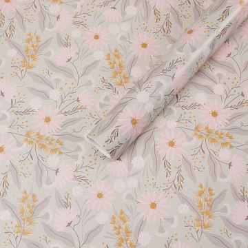 Бумага упаковочная "Розовые цветы" 80г/м2, 70х100см, 10 листов/рулон