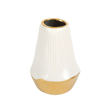 Ваза керамическая, цвет бело-золотой, 13*18 см