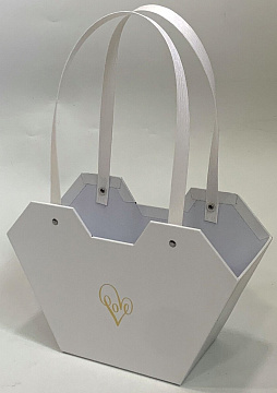  Коробка под цветы трапеция "С любовью" 23x9x15 см, белый