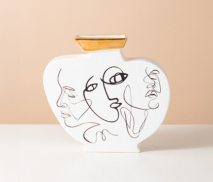 Керамическая декоративная ваза серия "Силуэт", 30*9*27 см