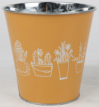 Декоративное кашпо "Горшечные цветы" 13XH13CM B8,8, металл, св.оранжевый