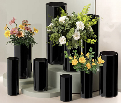 Ваза стеклянная D15 * H50,  1 шт., черный