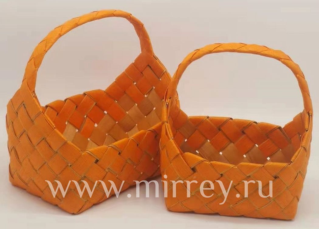 Набор корзин плетеных (секвойя), 26х20x11,5/27,5 см, 21х16x10/25 см, 2 шт., оранжевый