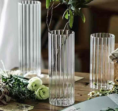 Ваза стеклянная 10*10*30 см, 1 шт., прозрачный