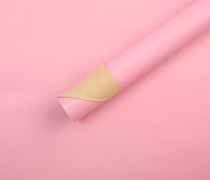 Водонепроницаемый упак. материал флористическая пленка с крафт бумагой, 80гр/м2, 50 см*10 м, розовый